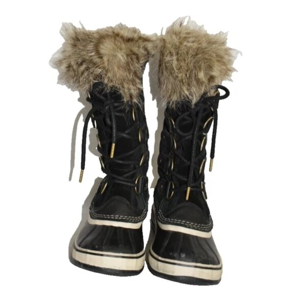 $270 SOREL JOAN OF ARTIC BOOT WATERPROOF SNOW COLD WINTER FUR BLACK 8.5 (MG18) - Picture 3 of 7